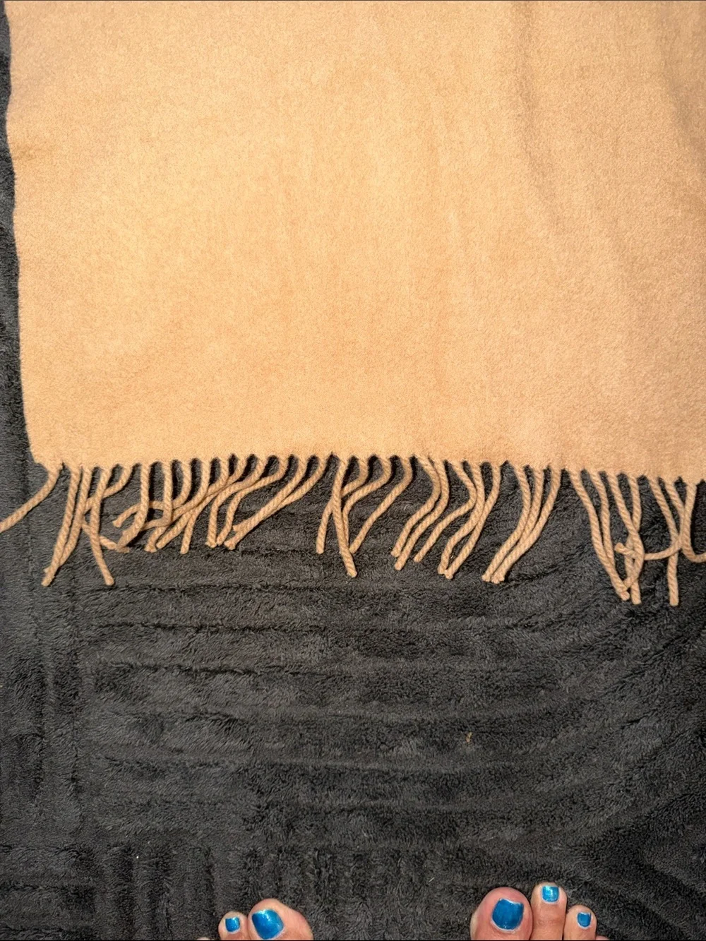 Soft Fringe Long Scarf in Light Camel